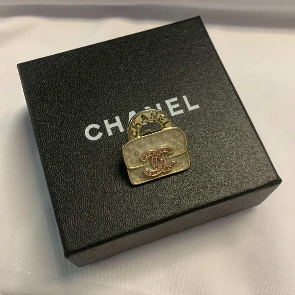 Chanel Double C Pink Diamond Brooch